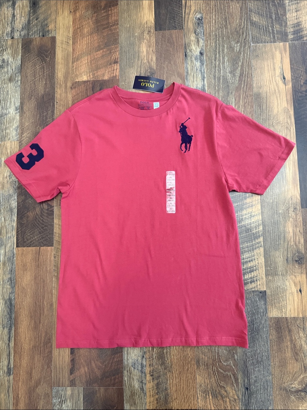 NWT Polo Ralph Lauren Big Pony T-Shirt Youth XL 18-20 Red Navy Logo